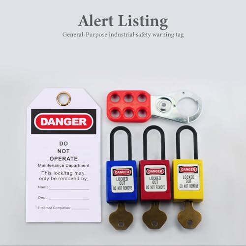 NUOBESTY İş yerinde endüstriyel bakım ve güvenlik uyarıları için 10 adet metal halkalı ve PVC'li kilit etiketleri - Görsel 7