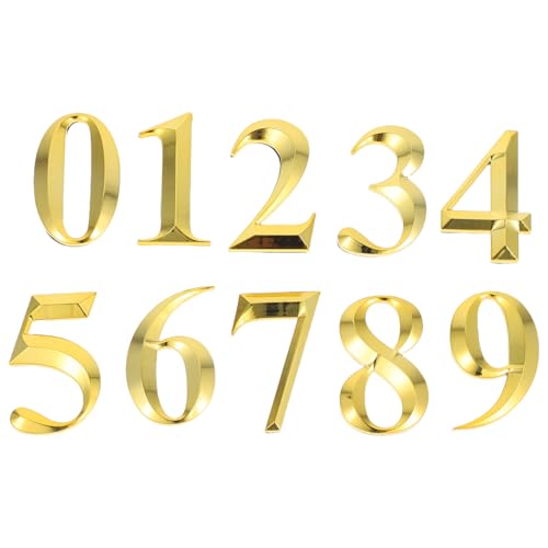 Operitacx 10 Pezzi Numero Della Porta Placcata Decalcomanie Del Numero Di Indirizzo Numeri Di Indirizzo Casa Numeri Cassetta Postale Galleggianti Adesivi Con 3d Plastica Golden