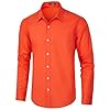 HISDERN Mens Formal Dress Shirts Long Sleeve Shirts Regular Fit Shirt for Men Casual Plain Shirt Orange 4XL #3
