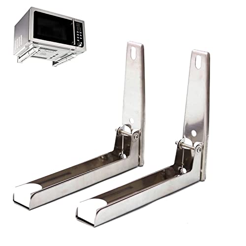 2 Piezas Soporte para Microondas, Plegable Horno Microondas Soporte, Soporte de Microondas de Acero, Ajuste Retráctil, Ahorra Espacio, para Horno, Microondas