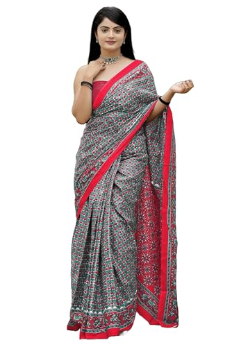 Sari en coton indien imprimé Bagru Block Print fini les tissus rêches pour votre tenue casual 14451