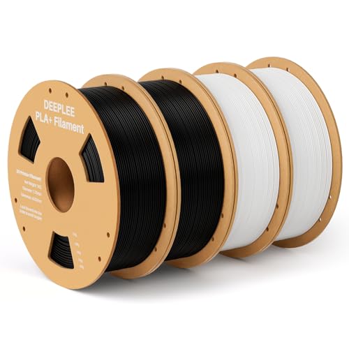Image of PLA+ 1.75mm 3D Printer Filament, PLA Plus with Dimensional Accuracy + /- 0.02mm, Higher Strength and Toughness, Neatly Wound, No Clogging, Fits for Most FDM 3D Printers, 2KG Black + 2KG White