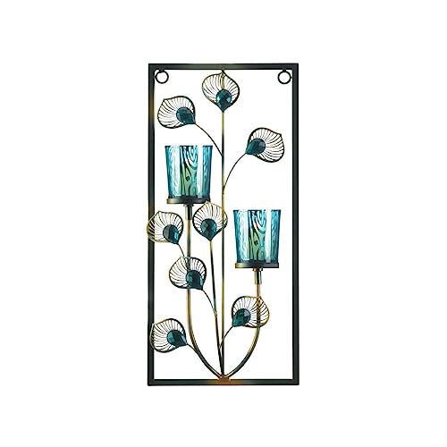 Accent Plus Candle Holder Christmas Decorations Indoor Home Decor Peacock Plume Wall Sconce Candle Holders Christmas Candle Holder Tealight Candle Holder, 7 X 2.5 X 14.75 Inches #TOP8