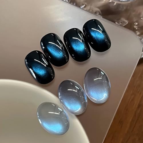 KRISNICE Jelly Glass Cat Eye Gel Polish with Magnet 15ML Holographic Glitter Shimmer Translucent Sheer Color Magnetic Nail Polish Salon DIY at Home (Azure Aurora)