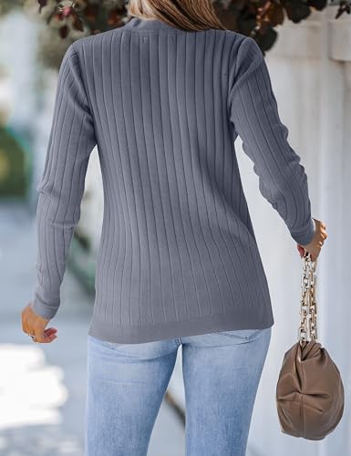 Image of MEROKEETY Women's 2025 Long Sleeve V Neck Ribbed Button Knit Sweater Solid Color Tops