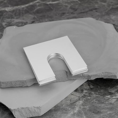 eMagTech Hufeisen-U-Unterlegscheiben, Aluminium, Abstandshalter, 50 mm x 50 mm, mit 17 mm Schlitzen, Kotflügelausrichtung, U-Unterlegscheibe, quadratische Unterlegscheibe, 1 mm Dicke, 10 Stück