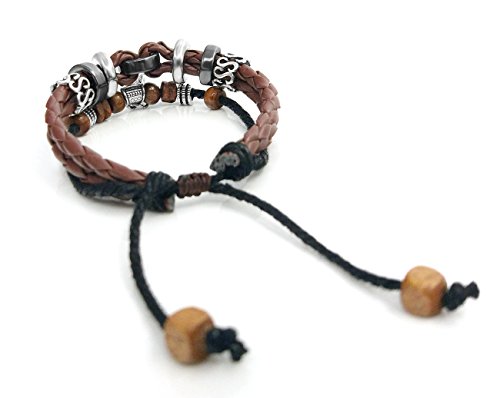 Suyi Multilayer Adjustable Leather Woven Braided Bangle Cross Bracelet Leaf Wrist Cuff Wristband Ccoffee #TOP4