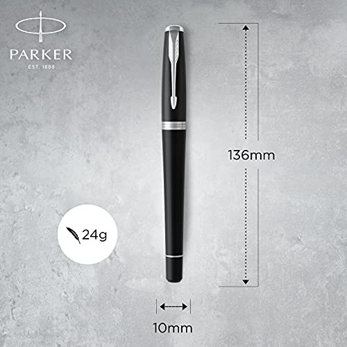 Parker Urban Fountain Pen, Muted Black With Chrome Trim, Medium Nib With Blue Ink Refill (1931600) #TOP2