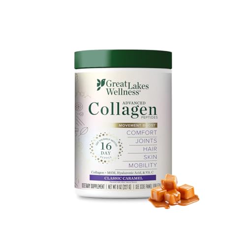Great Lakes Wellness Collagen Peptides Powder – Supports Skin, Hair, Nails, Joints & Digestion – Hydrolyzed, Quick Dissolve, Non-GMO, Keto & Kosher – Pure Collagen Protein (16 oz, 22 Servings)