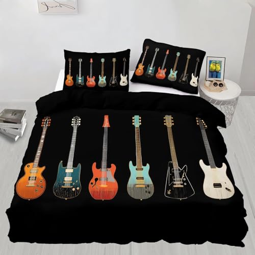 Parure de lit Guitare 240 x 220 cm : ensemble de literie haut de gamme thème musique - 4