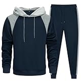 LBL Leading the Better Life Mens Track Suits Casual Pullover Sweat Suit Active Jackets and Pants 2 Piece tracksuit, Navy+grey, Large - Image 2
