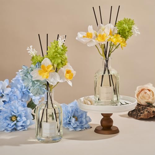 COCORRÍNA Reed Diffuser - Ocean Mist & Sea Salt 8.5 Fl.oz/ 250ml Flower Diffuser with 8 Sticks, Reed Diffusers for Home Bathroom Shelf Decor (Botanical Flower Collection) - Thumbnail 3