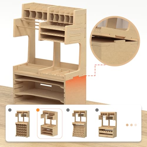 Rack d'organisation pour kit de modélisme en bois avec support pinceau et structure MDF robuste - 8