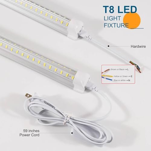 3FT Lights 36W 6500K 5000LM Daylight Foot Led Shop Lights 110V Linkable Clear Cover Integrated V-Shape for Shop — view 3