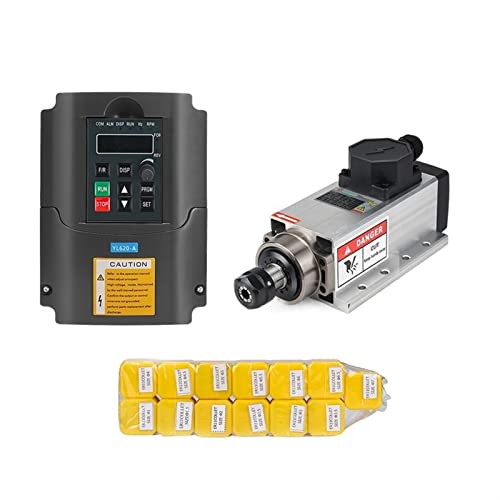 Motor de Husillo, 2,2 kW refrigerado por aire Square husillo Motor Kit 2200w husillo + 2,2 kW 220 Inverter + Er20 Collet Aire motor del huso del grabado Millingg(Y-L- Inverter)