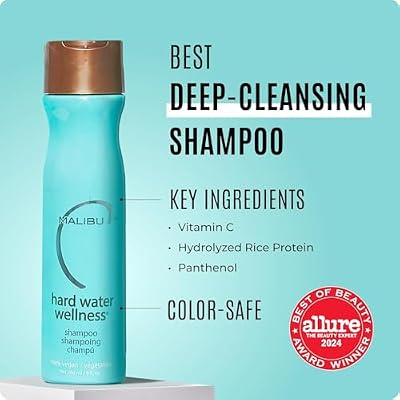 Malibu C Hard Water Hair Clarifying Shampoo - Travel Size Sulfate Free Chelating Formula for Build Up & Scalp Detox - Removes Minerals, Prevents Discoloration, Restores Shine - Vegan Hair Care, 3.4oz