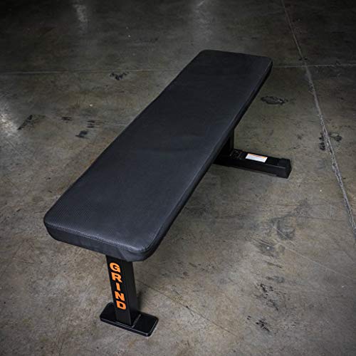 Grind Fitness 3 Post Utility Flat Weight Bench Exercise Workout Bench Basics Pressing Strength Training Grippy Black Vinyl Top Home Garage Gym Full Body Indoor #TOP6