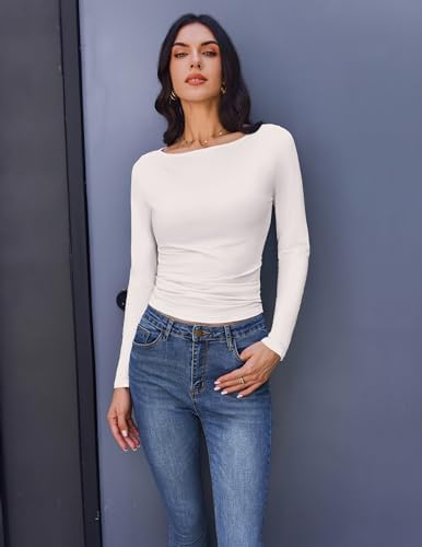 Ekouaer 3 Packs Women Boat Neck Tops Long Sleeve Shirts Fall Fashion 2025 Outfits Basic Thermal Underscrubs - 3