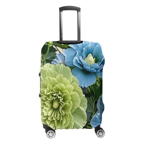 Green And Blue Hibiscus Flowers Printed Luggage Cover Protector, Fits 18-32 Inch Luggage4