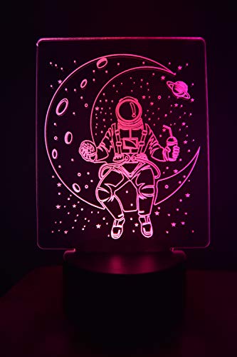 Lampe illusion 3D astronaute avec tactile et télécommande pour table
