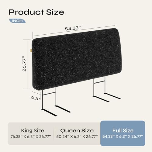 Image of Pinmoco 4.7 inch Upholstered Headboard for Full Size Bed, Height Adjustable and Ergonomic Headboard, Easy Assemble, Sturdy and Durable, Starry Night Black