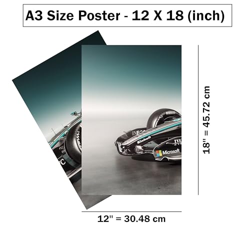 Image of Wrap & Wish 2026 Mercedes AMG F1 W17 E-Performance Isometric View Wall Split Posters Set (A3 Size, 12x18 Inch) | Pack of 3 | Vintage F1 Designs & Marvel Room Decor