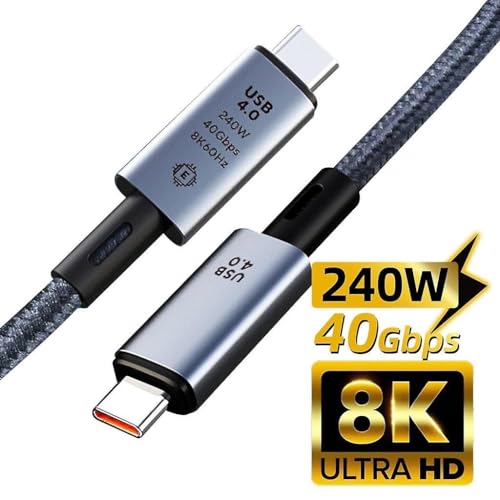Image of MICROWARE USB 4 Cable for Thunderbolt 4 Cable 40Gbps 240W 3.3FT [USB-IF Certified], 8K@60Hz 4K@144Hz, PD 3.1 Fast Charging Compatible with Thunderbolt 4 /3, iPhone 15, Mack-Book, Monitor eGPU SSD