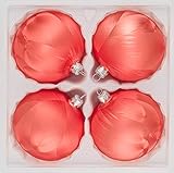 Emballage soigné. Lot de 4 boules de Noël en verre - 8 cm de diamètre - 8 cm de diamètre