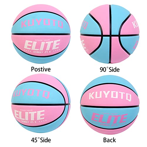 Kuyotq Kids Youth Size 5 (27.5") Elite Girls Basketball Premium Rubber Basketball Indoor Outdoor Game Gym Training Competition Sports Official Basketballs Gifts For Girls (Deflated,Without Pump) #TOP7