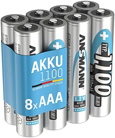 Ansmann AAA Rechargeable Batteries 1100mAh high-Capacity high-Rate Rechargeable NiMH AAA Battery for Flashlight etc. (8-Pack) (5035232-590)