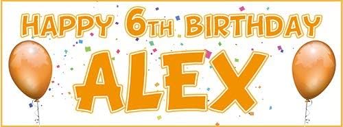 2 Personalised Birthday Banners - Single Balloon Design - Any Name & Any Age (Approx 3ft x 1ft) (Pink)