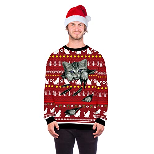 Jumppmile Unisex Ugly Animal Christmas Sweatshirt Crew Neck 3D Xmas Pullover Sweatshirt3