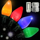 Anycosy Christmas Lights, 29.5 FT 60 LEDs C7 Battery Operated Strings Lights 8 Modes with Auto On/Off Time for Xmas Tree Garland Garden Patio Indoor Outdoor Christmas Decorations