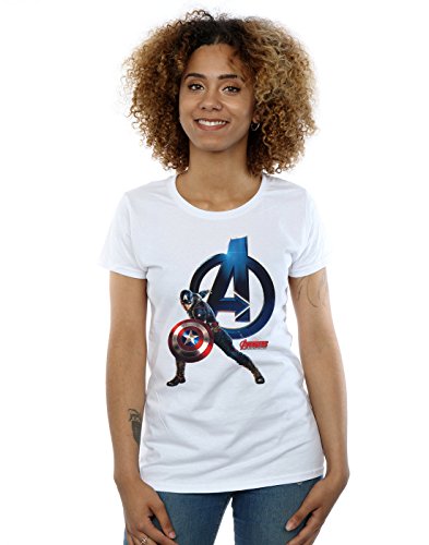 Marvel Women's Captain America Pose T-Shirt X-Large White