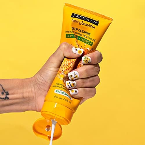 Freeman Facial Manuka Honey + Tea Tree Clay Mask+Cleansr 6 Ounce (175ml)