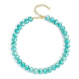 PYRWSM Gargantilla gruesa de cuentas de resina para mujer, joyería bohemia colorida con cuentas acrílicas, Piedra