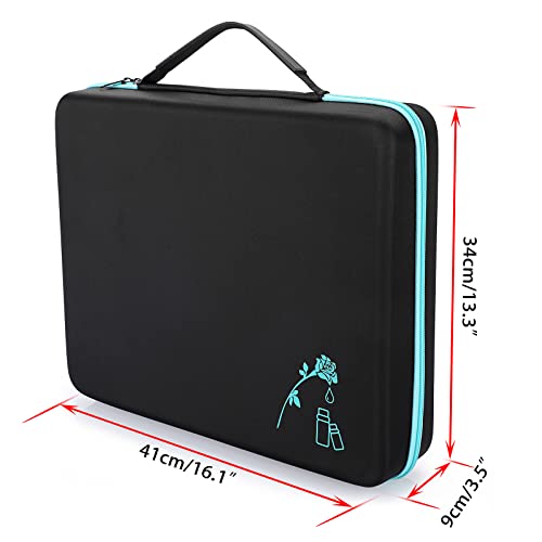 Hipiwe 120 Bottle EVA Essential Oil Storage Carrying Case Hard Shell Exterior Essential Oils Organizer Holder Traveling Bag with Foam Insert, Holds 5ml 10ml 15ml Essential Oils (X-Large, Black+Blue)