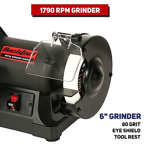 Bucktool Low Speed Bench Belt Grinder Combo, 2.1A 1x30 inch Belt & 6 inch Grinder, 1/3 HP Low Speed Bench Belt Disc Sander Combo for Knife Making, Sharpening, Woodworking, Metalworking - Image 7