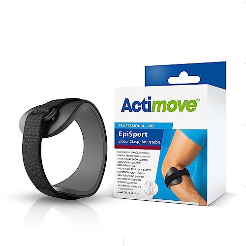 Actimove Professional EpiSport Epicondylitis Clasp for Men/Women | Tennis Elbow Strap Tendonitis Arm Band, Counterforce Brace & Elbow Band for Bursitis, Tendon Pain Relief, Black, Small