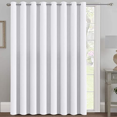 Image of H.VERSAILTEX Patio White Curtains 100 x 102 Inches for Sliding Door Extral Wide Blackout Curtain Panels Thermal Insulated Room Divider - Grommet Top, 8.5' Tall by 8.3' Wide