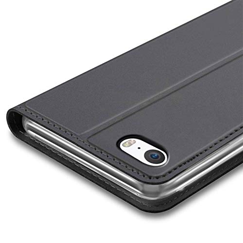 Verco Case compatible with Apple iPhone SE, Flip Wallet Cover with Magnetic Closure for iPhone 5 / 5S Phone Case - black - Image 3