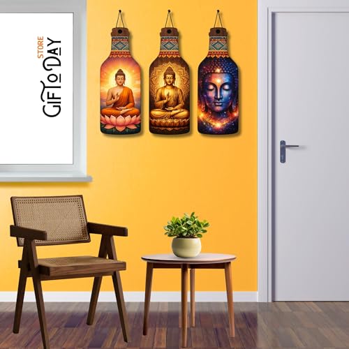 Image of Giftoday Wooden Hanging Wall Decor Sign for Home | Motivational, Spiritual, Garden & Quote Wall Hanging Plaque for Living Room, Bedroom, Entryway & Office Decor (Buddha Spiritual Art)