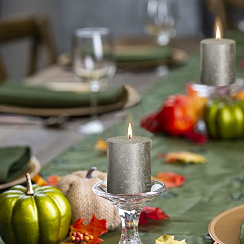 Bolsius Metallic Pillar Candles Champagne Silver - 6 Pack Bulk - 2.75 X 3.25 Inches - 30+ Hours Burn Time - Premium European Quality - Smooth & Smokeless Flame - Unscented Dripless Party Décor Candles #TOP6