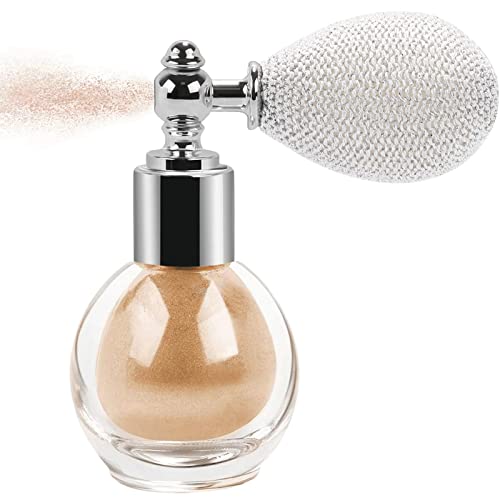 Shimmering Spray Powder Sparkle Powder, Glitter Dust Spray Gloss Powder Spray Contour Make Up Glitter Eyeshadow Pressed Powder Loose Powder Spray for Face Body Hair Nails Makeup (Champagne)