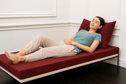 Image of ATOOTFUSION Orthopedic High-Density HR Foam Mattress | High-Resilience (HR) Dual-Sided Foam | Single Size Bed Mattress - 3-Year Warranty (Maroon, 72X35X2 Inches)