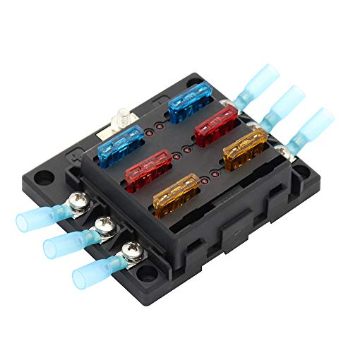RuleaxAsi Bloco de fusíveis com lâmina de 6 vias Caixa porta-fusíveis Novo 6 Circuito ATP/ATC/ATO co