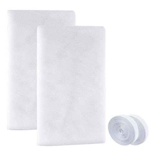 Mosquitera para Ventana, 2 Piezas (130 x 150 cm | Blanco) | Red Anti-Insectos con Cierre de Gancho y Bucle | Protección Adhesiva contra Mosquitos | Malla Autoadhesiva, sin taladrar ni atornillar