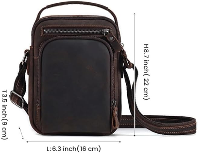 Retro Genuine Leather Men's Single Shoulder Bag Casual Crossbody for Daily Use