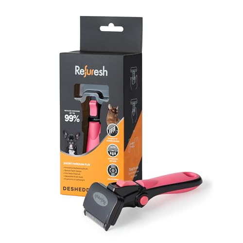 Deshedding Brush for Short/Medium-Hair Dogs &amp; Cats (Small,Pink) | Deshedding Dog Brush for Shedding | Cat Brush for Shedding | Removes Dead Undercoat