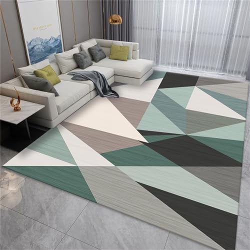 Tapis bureau sol géométrique bleu 130x190 cm pour maison - 2